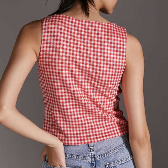 Anthropologie Eva Franco Gingham Bow Top Women's XL - Picture 6 of 16